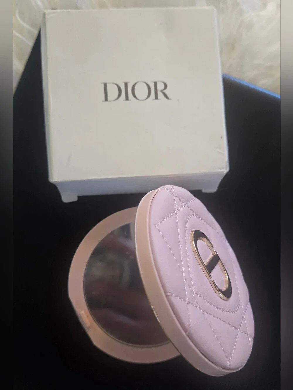 Dior Pink Quilted Leather Compact with Lip, Star & Dior Bag Charm Keychain